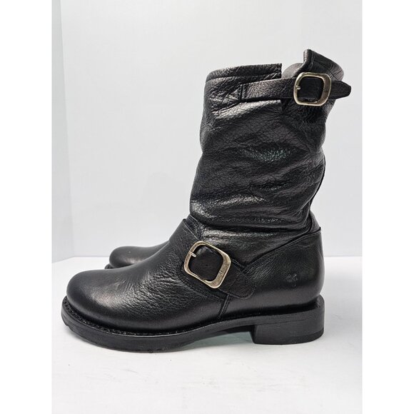 Frye Womens Veronica Short Black Leather Boots Size 8M - Picture 1 of 12